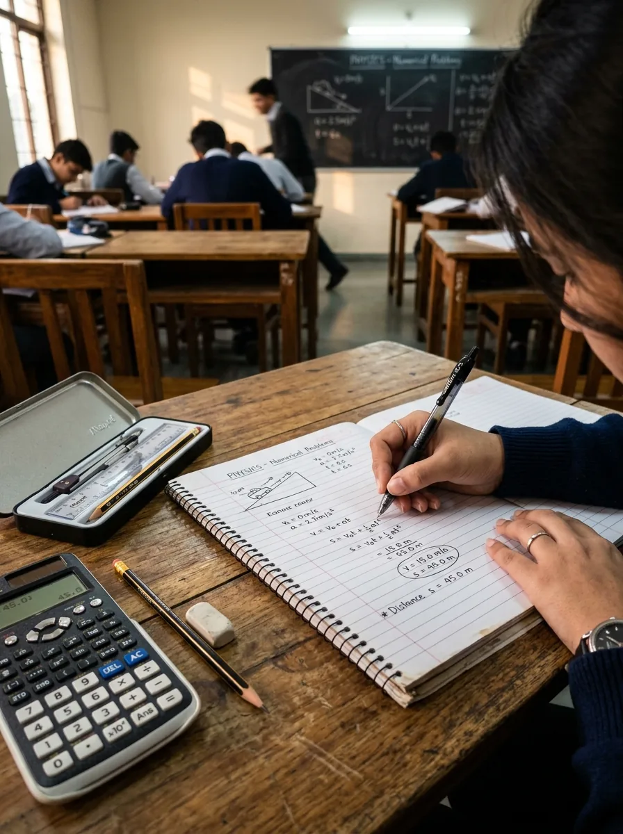 Physics numerical problem solving in progress